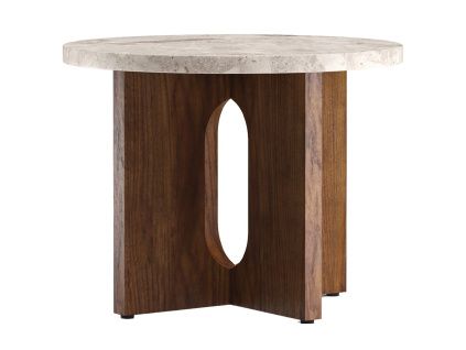 Ořechový odkládací stolek AUDO ANDROGYNE 50 cm s kamennou deskou