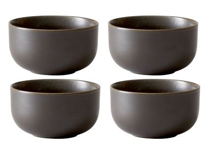 Set čtyř tmavě hnědo šedých porcelánových misek AUDO NEW NORM 7,5 cm