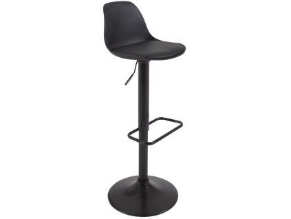 Černá koženková barová židle Kave Home Orlando s černou podnoží 60-82 cm