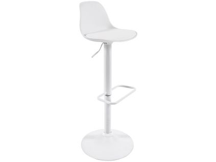 Bílá koženková barová židle Kave Home Orlando s bílou podnoží 60-82 cm