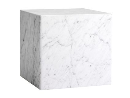 Bílý mramorový noční/odkládací stolek AUDO PLINTH 40 x 40 cm