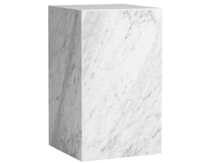 Bílý mramorový noční/odkládací stolek AUDO PLINTH 30 x 30 cm