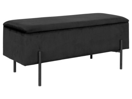 Černá sametová lavice Wilfred 95 cm