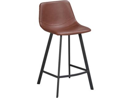 Hnědá koženková barová židle ROWICO AUBURN 65 cm