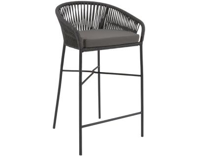 Černá pletená barová židle Kave Home Yanet 80 cm