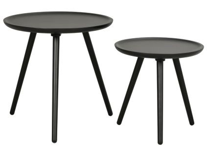 Set dvou černých lakovaných odkládacích stolků ROWICO DAISY 50/40 cm
