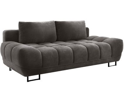 Tmavě hnědá sametová trojmístná rozkládací pohovka Windsor & Co Cirrus 215 cm
