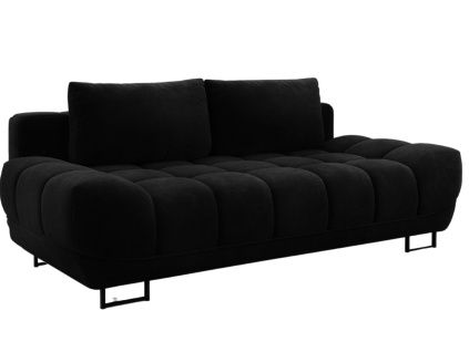 Černá sametová trojmístná rozkládací pohovka Windsor & Co Cirrus 215 cm
