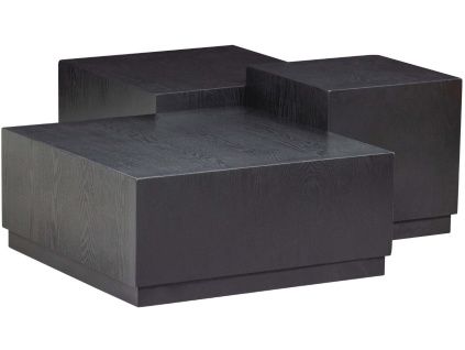 Set tří černých jasanových konferenčních stolků Pommo 70/55/40 cm