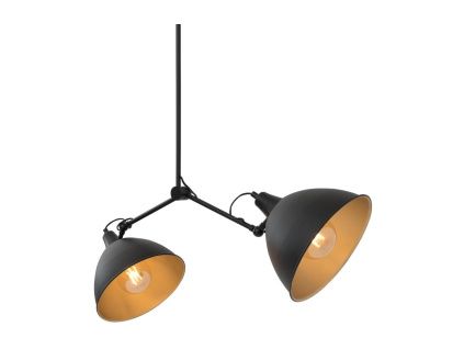 Černé kovové závěsné světlo Cobain Double 25 cm