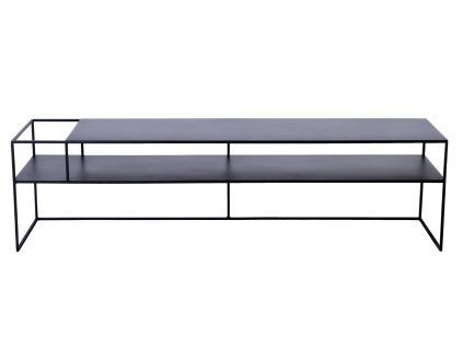 Černý kovový TV stolek Alonso 170 x 45 cm, levý