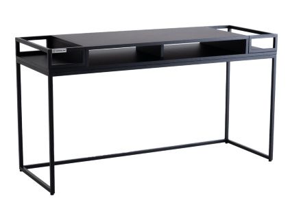 Černý kovový toaletní stolek Glamour 140 x 50 cm