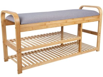 Bambusový botník s látkovým sedákem Hina 100 cm