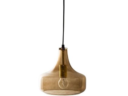 Hnědé skleněné závěsné světlo Bloomingville Yuser 25,5 cm