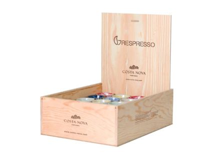 Dřevěný box s 40 barevnými šálky na espresso COSTA NOVA GRESPRESSO 0,1 l