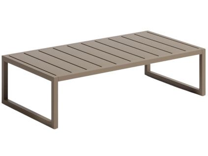 Hnědo zelený kovový zahradní stolek Kave Home Comova 114 x 60 cm