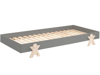 Šedá lakovaná stohovatelná postel Vipack Modulo Smiley 90 x 200 cm