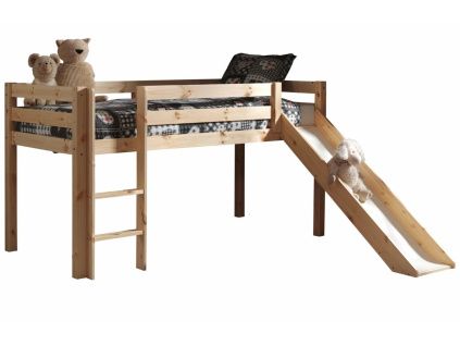 Borovicová patrová postel Vipack Pino II. 90 x 200 cm se skluzavkou