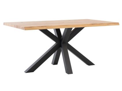 Dubový jídelní stůl Somcasa Grace 220 x 100 cm s černou podnoží