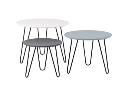 Set tří barevných konferenčních stolků Somcasa Fabio 60/50/40 cm