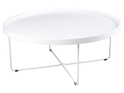 Bílý lakovaný kulatý konferenční stolek Somcasa Bruno 90 cm