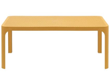 Hořčicově žlutý plastový zahradní konferenční stolek Net 100 x 60 cm