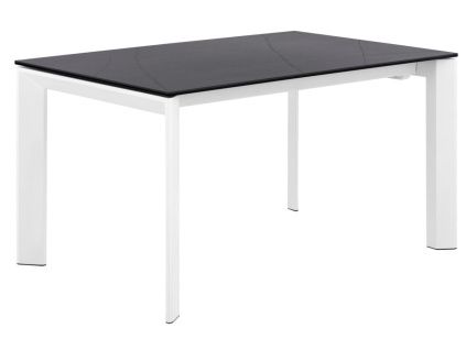 Tmavě šedý keramický rozkládací jídelní stůl Somcasa Tamara 160/240 x 90 cm s bílou podnoží