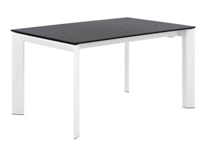 Tmavě šedý keramický rozkládací jídelní stůl Somcasa Lisa 140/200 x 90 cm s bílou podnoží