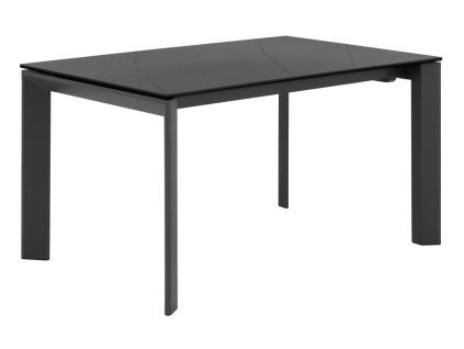 Tmavě šedý keramický rozkládací jídelní stůl Somcasa Lisa 140/200 x 90 cm s černou podnoží