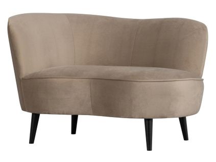 Béžové sametové lounge křeslo Norma 112 cm, levé