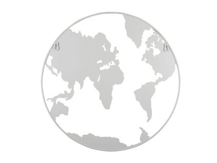 Bílá nástěnná kovová dekorace Continent Ø 50 cm