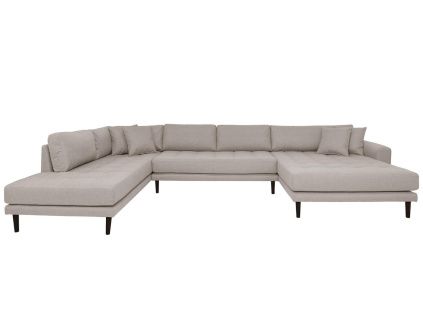 Šedá látková rohová pohovka Limo 370 x 220 cm, levá