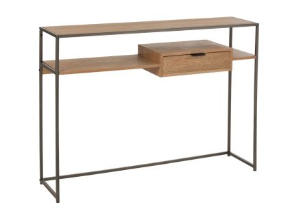 Hnědý dřevěný toaletní stolek J-line Differa 120 x 30 cm
