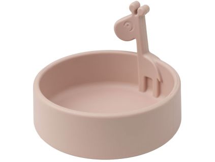 Růžová silikonová dětská miska Done by Deer Peekaboo Raffi
