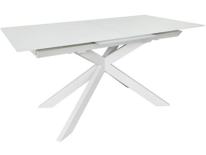 Bílý skleněný rozkládací jídelní stůl Kave Home Atminda 160/210 x 90 cm