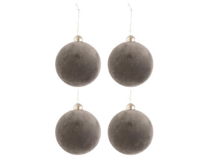 Set čtyř šedých skleněných vánočních ozdob J-Line Moli 10 cm