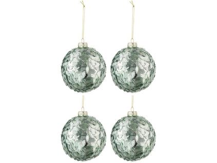 Set čtyř skleněných zelených vánočních ozdob J-Line Grien 10,5 cm