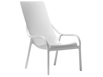 Bílé plastové zahradní lounge křeslo Net