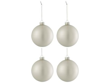Set čtyř stříbrných skleněných vánočních ozdob J-Line Flo 10 cm