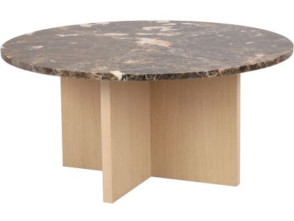 Hnědý mramorový konferenční stolek ROWICO BROOKSVILLE 90 cm