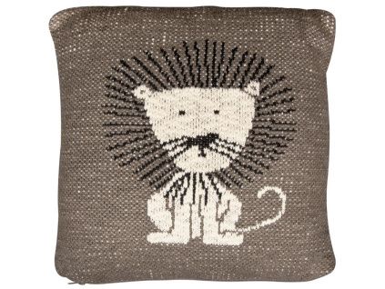 Hnědý bavlněný dětský polštář Quax Lion 30 x 30 cm