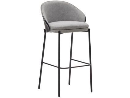 Šedá čalouněná barová židle Kave Home Eamy II. 77 cm