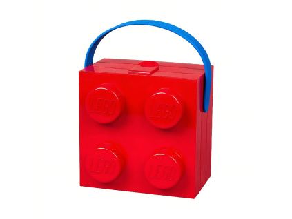 Červený svačinový box s rukojetí LEGO® Storage 16,5 x 16,5 cm
