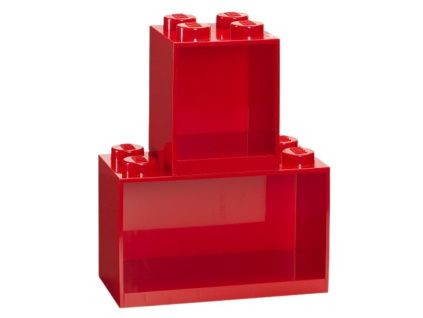 Set dvou červených nástěnných polic LEGO® Brick