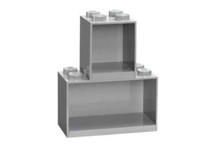 Set dvou šedých nástěnných polic LEGO® Brick
