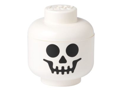 Bílý úložný box ve tvaru hlavy LEGO® Skeleton 24 cm