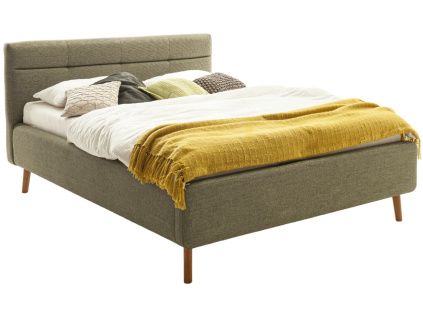 Zelená látková dvoulůžková postel Meise Möbel Lotte 180 x 200 cm s úložným prostorem
