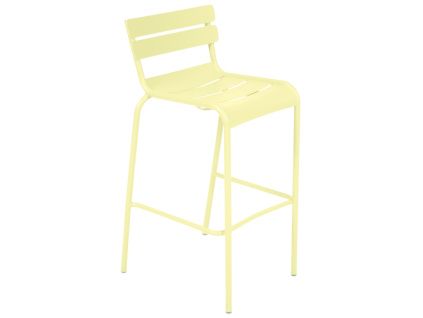 Citronově žlutá kovová barová židle Fermob Luxembourg 80 cm