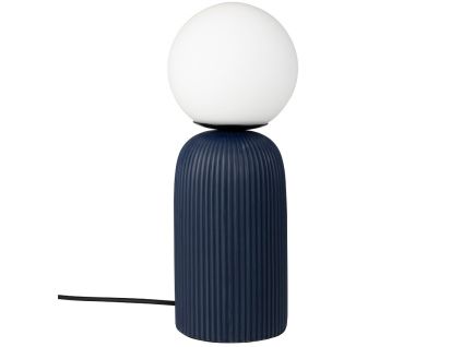 Bílá skleněná stolní lampa ZUIVER DASH s modrou keramickou podstavou
