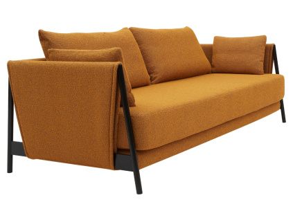 Oranžová bouclé rozkládací dvoumístná pohovka Softline Madison 209 cm